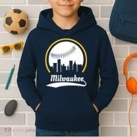 Milwaukee Baseball Lover Baseball Player Retro Sporty Kids Hoodie thumb 2