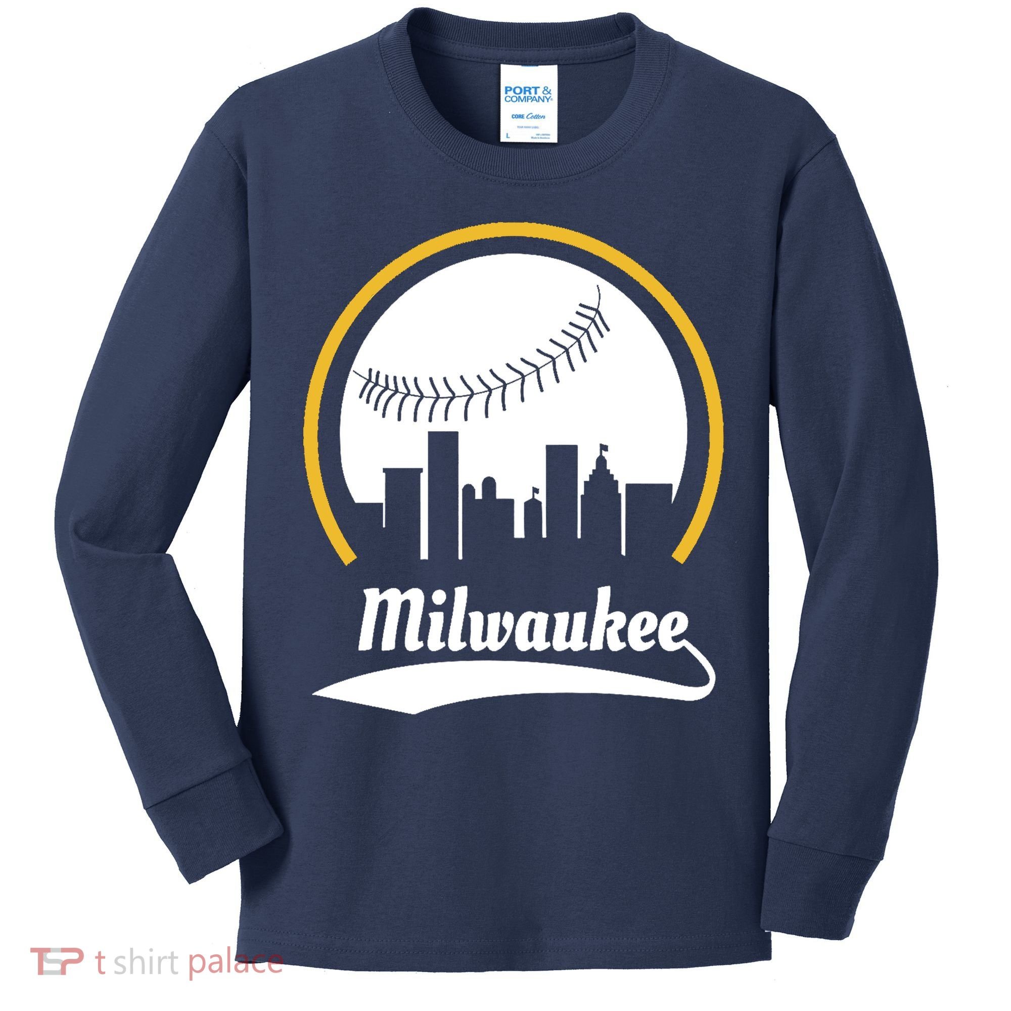 Milwaukee Baseball Lover Baseball Player Retro Sporty Kids Long Sleeve Shirt