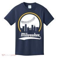 Milwaukee Baseball Lover Baseball Player Retro Sporty Kids T-Shirt thumb 0