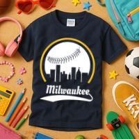 Milwaukee Baseball Lover Baseball Player Retro Sporty Kids T-Shirt thumb 3