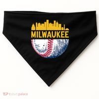 Milwaukee Baseball Lover Baseball Player Retro Sporty USA-Made Doggie Bandana thumb 0