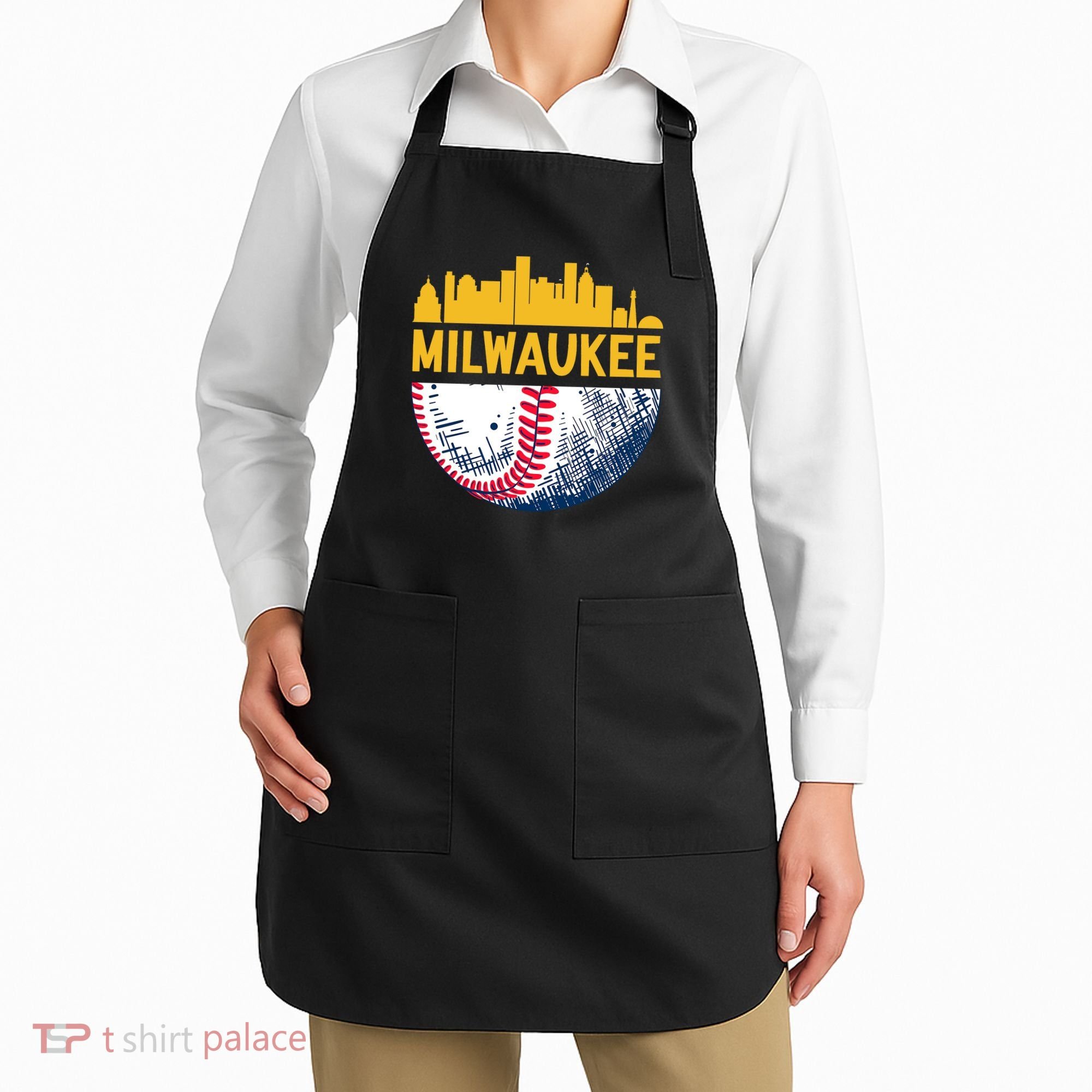 Milwaukee Baseball Lover Baseball Player Retro Sporty Apron