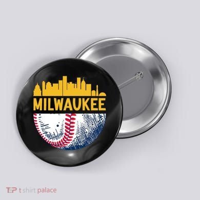 Milwaukee Baseball Lover Baseball Player Retro Sporty Button