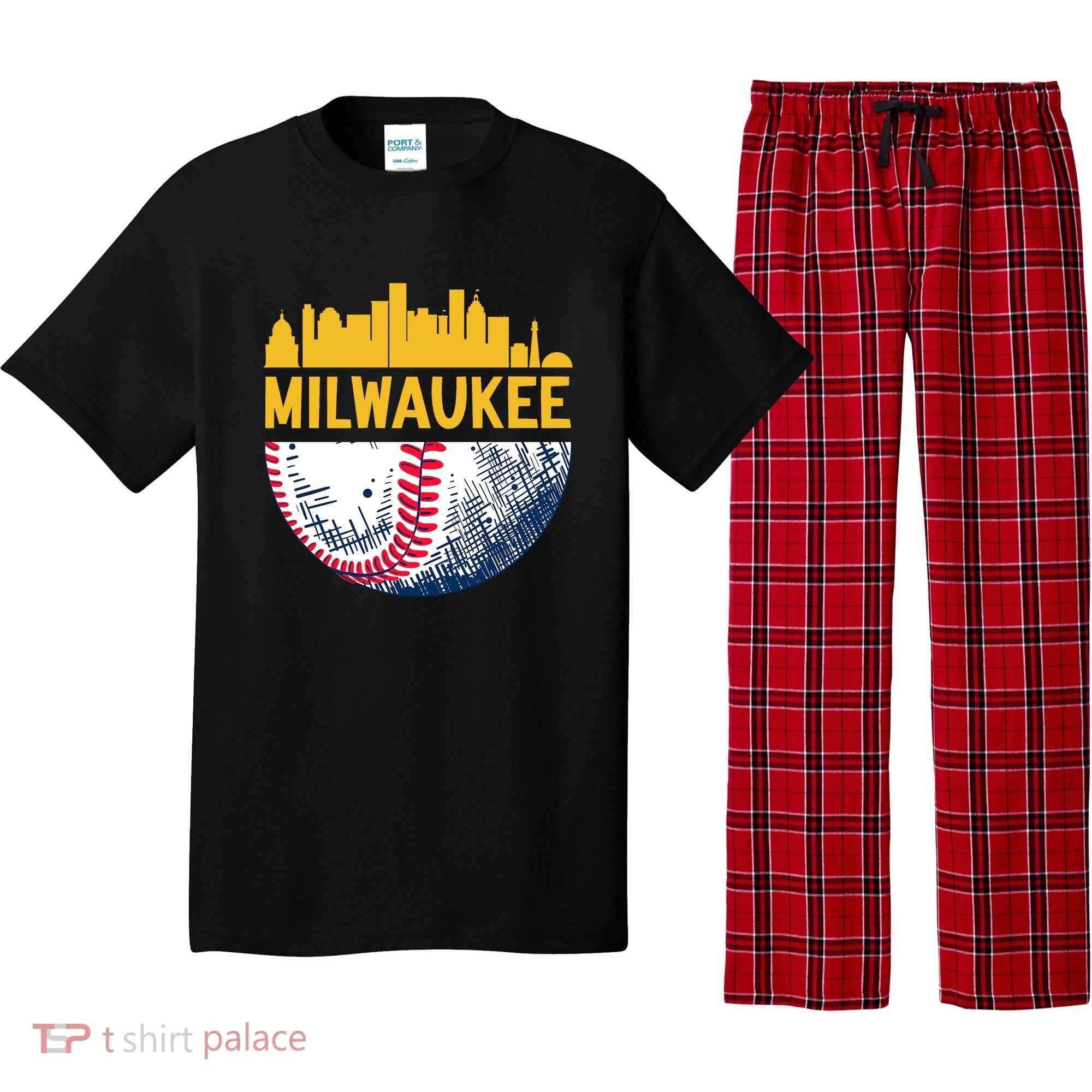 Milwaukee Baseball Lover Baseball Player Retro Sporty Pajama Set