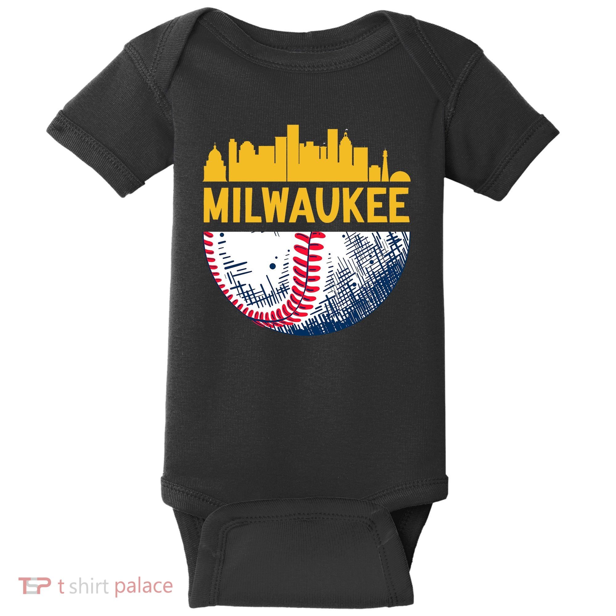 Milwaukee Baseball Lover Baseball Player Retro Sporty Baby Bodysuit
