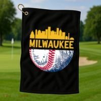Milwaukee Baseball Lover Baseball Player Retro Sporty Golf Towel thumb 1