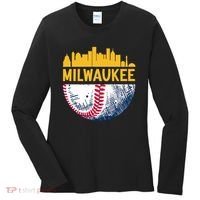 Milwaukee Baseball Lover Baseball Player Retro Sporty Women's Long Sleeve Shirt thumb 0