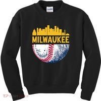 Milwaukee Baseball Lover Baseball Player Retro Sporty Kids Sweatshirt thumb 0