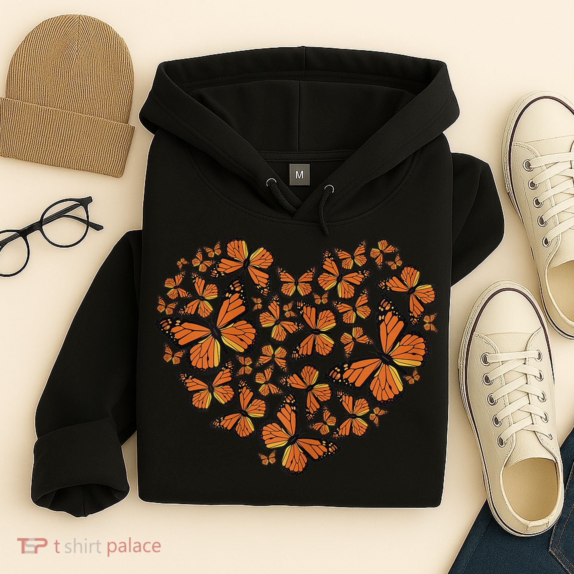 Monarch Butterfly Love Heart Hoodie
