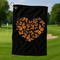 Monarch Butterfly Love Heart Golf Towel thumb 1