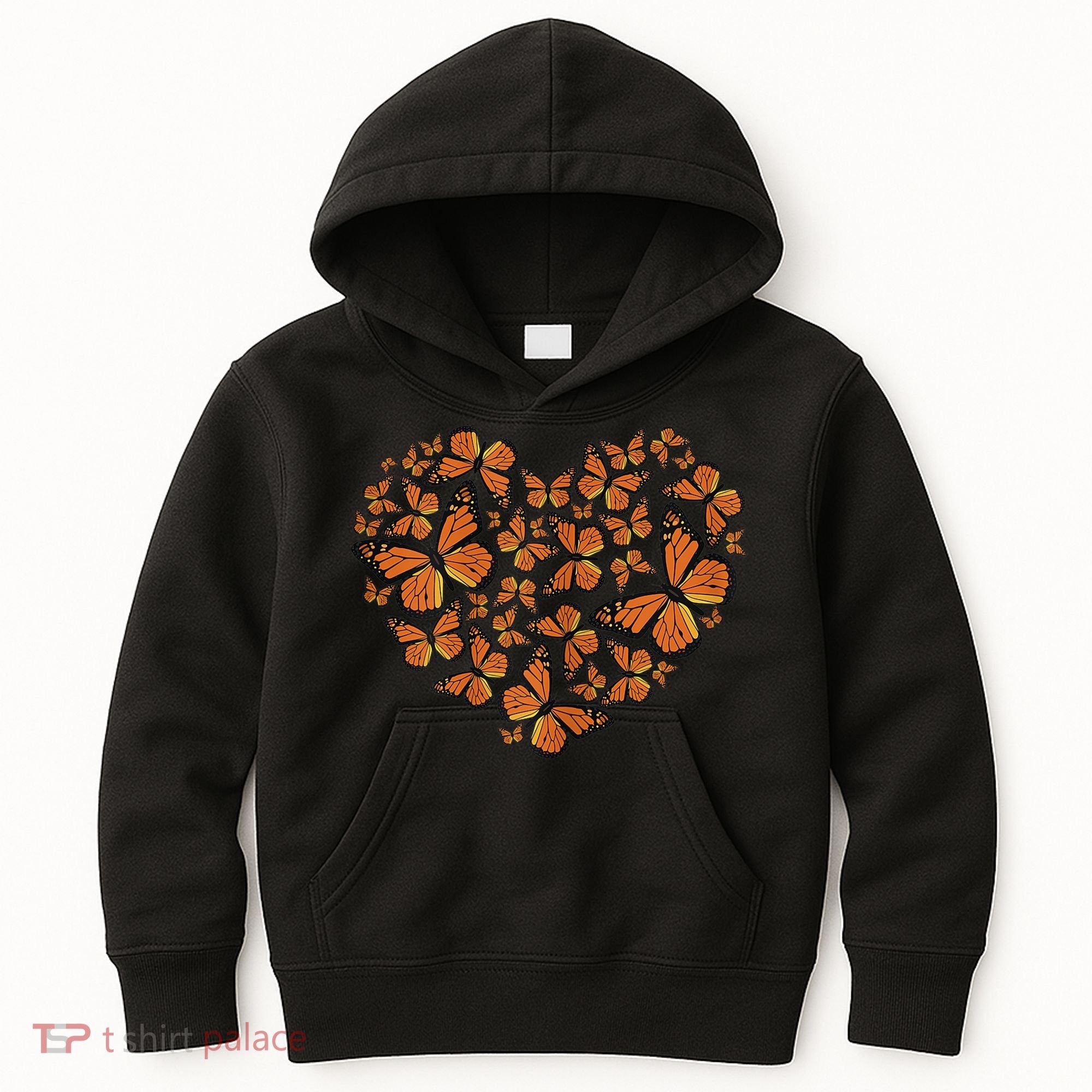 Monarch Butterfly Love Heart Kids Hoodie
