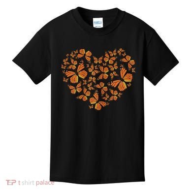 Monarch Butterfly Love Heart Kids T-Shirt