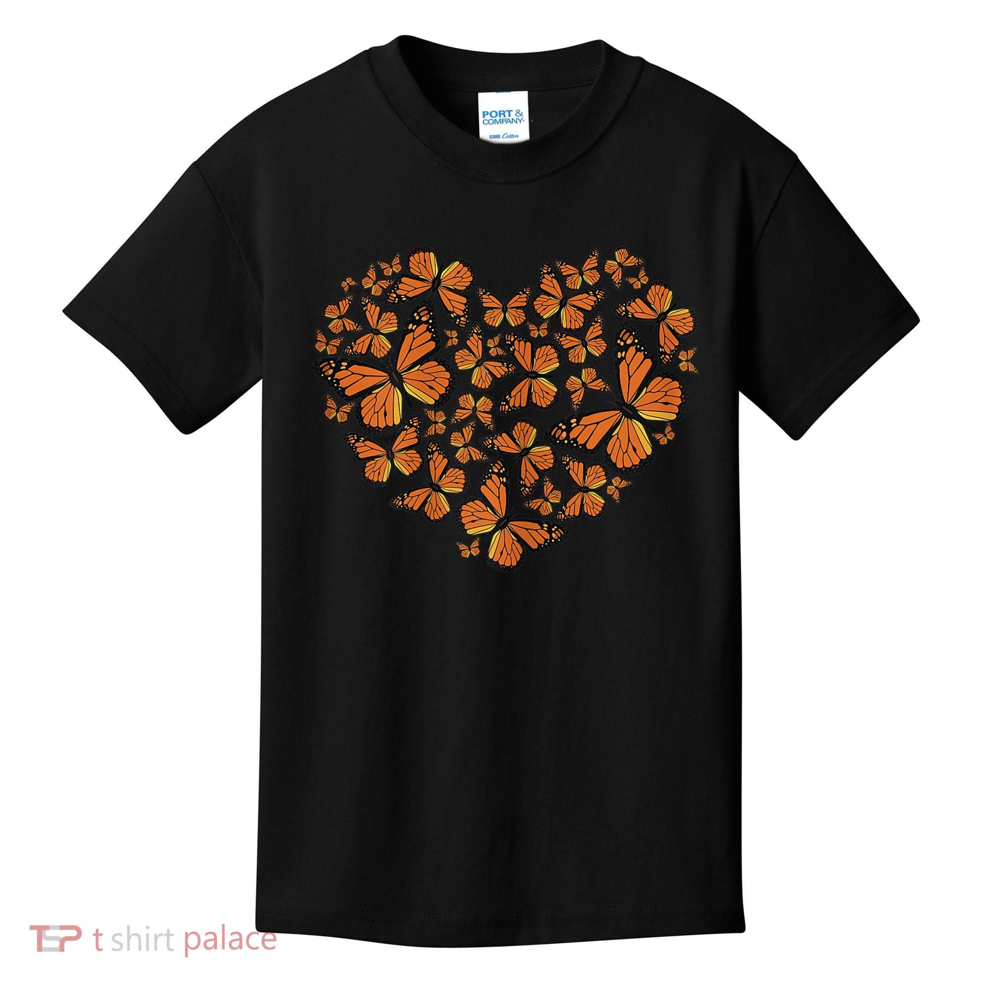 Monarch Butterfly Love Heart Kids T-Shirt
