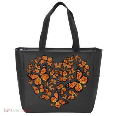 Monarch Butterfly Love Heart Tote Bag