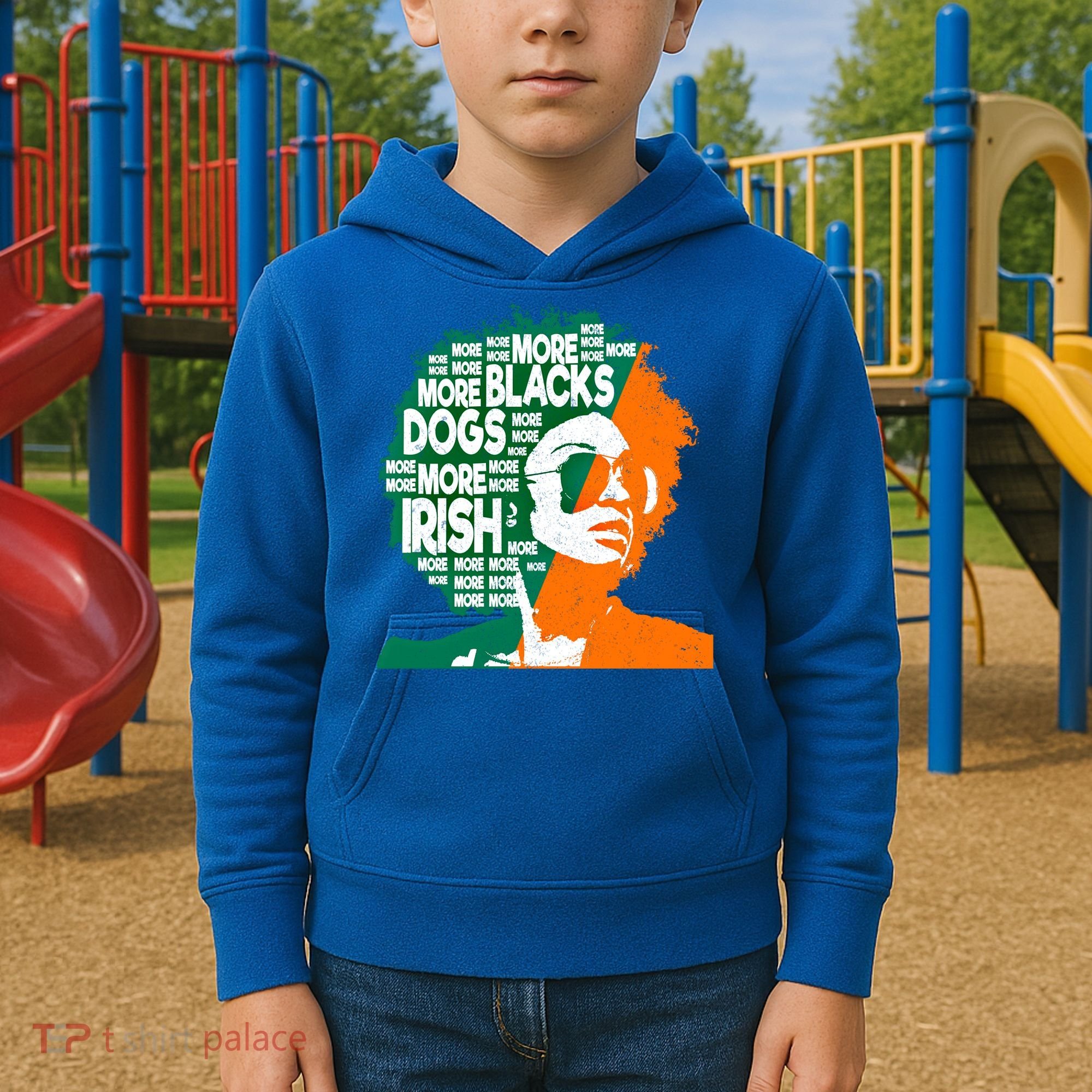 More Blacks More Dogs More Irishcool Giftirish Ireland Flag Gift Kids Hoodie