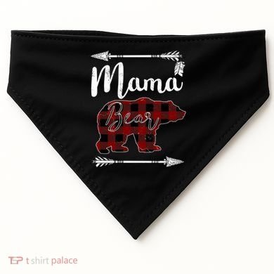 Mama Bear MotherS Day Mom Buffalo Plaid Gift USA-Made Doggie Bandana