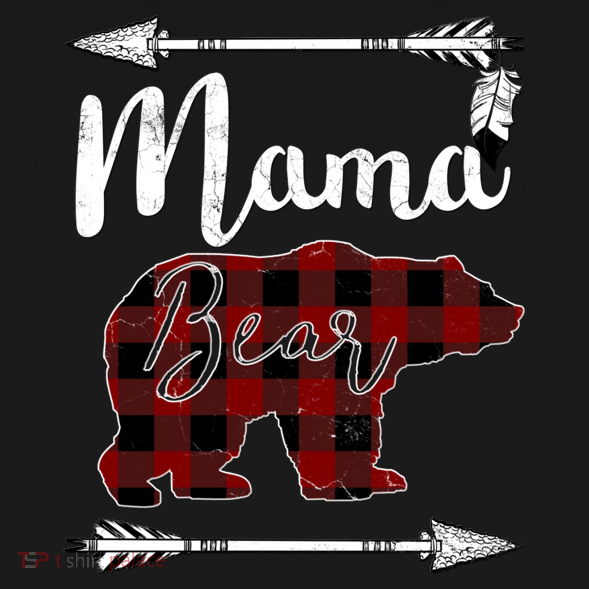 Mama Bear MotherS Day Mom Buffalo Plaid Gift USA-Made Doggie Bandana