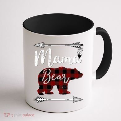 Mama Bear MotherS Day Mom Buffalo Plaid Gift Coffee Mug back