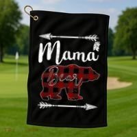Mama Bear MotherS Day Mom Buffalo Plaid Gift Golf Towel thumb 1