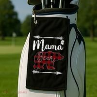 Mama Bear MotherS Day Mom Buffalo Plaid Gift Golf Towel thumb 2