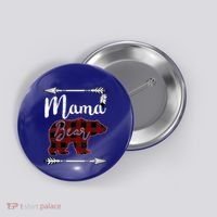 Mama Bear MotherS Day Mom Buffalo Plaid Gift Button thumb 0