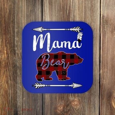 Mama Bear MotherS Day Mom Buffalo Plaid Gift Coaster