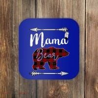 Mama Bear MotherS Day Mom Buffalo Plaid Gift Coaster thumb 0