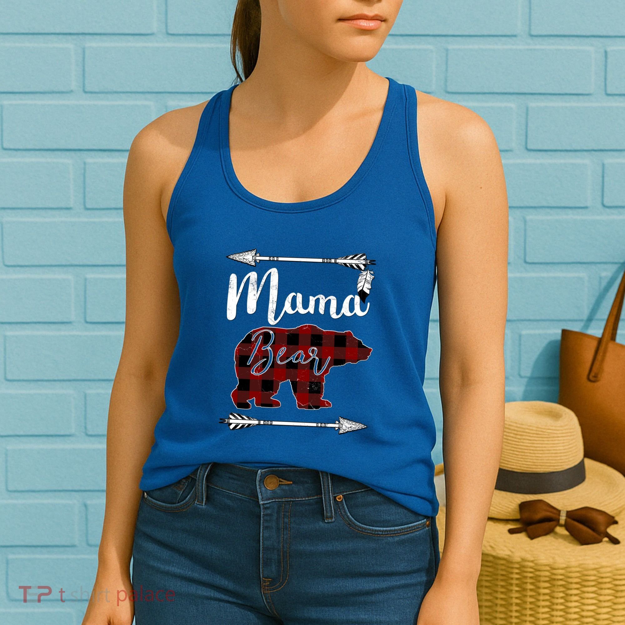 Mama Bear MotherS Day Mom Buffalo Plaid Gift Women's Tank Top