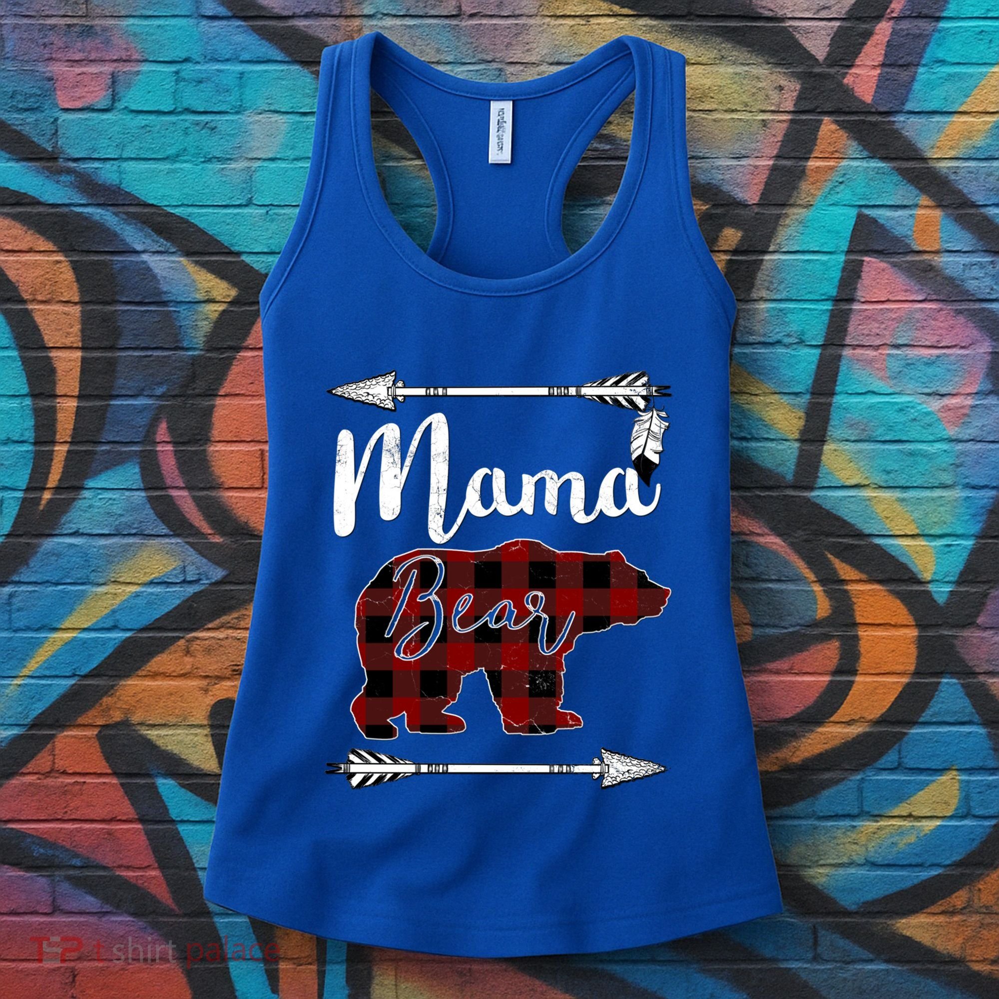 Mama Bear MotherS Day Mom Buffalo Plaid Gift Women's Tank Top