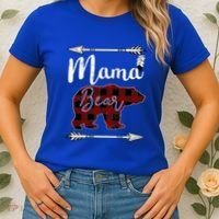 Mama Bear MotherS Day Mom Buffalo Plaid Gift Women's T-Shirt thumb 2