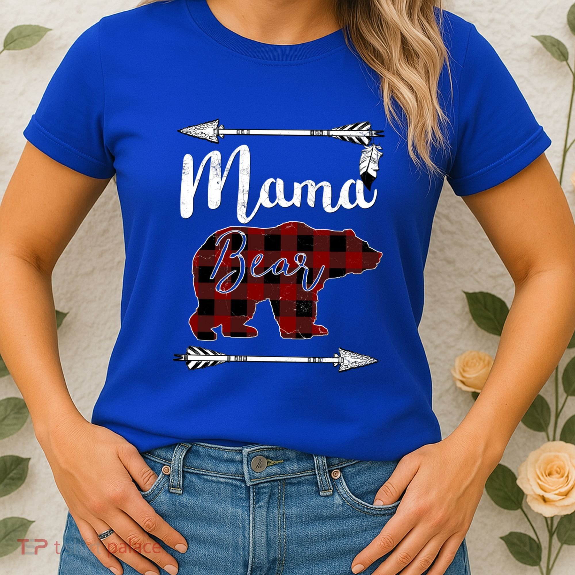 Mama Bear MotherS Day Mom Buffalo Plaid Gift Women's T-Shirt