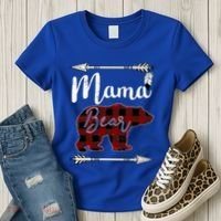 Mama Bear MotherS Day Mom Buffalo Plaid Gift Women's T-Shirt thumb 3