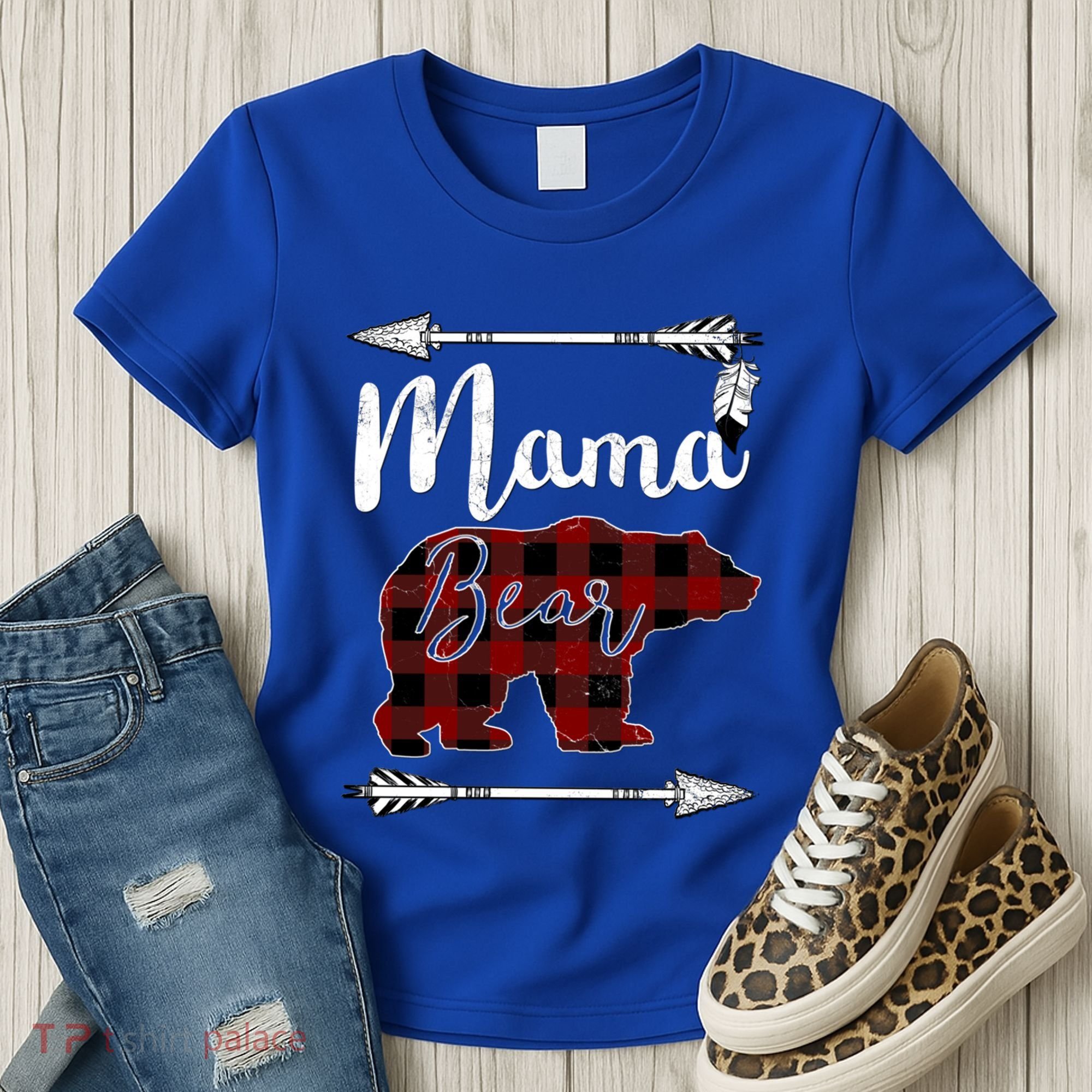 Mama Bear MotherS Day Mom Buffalo Plaid Gift Women's T-Shirt
