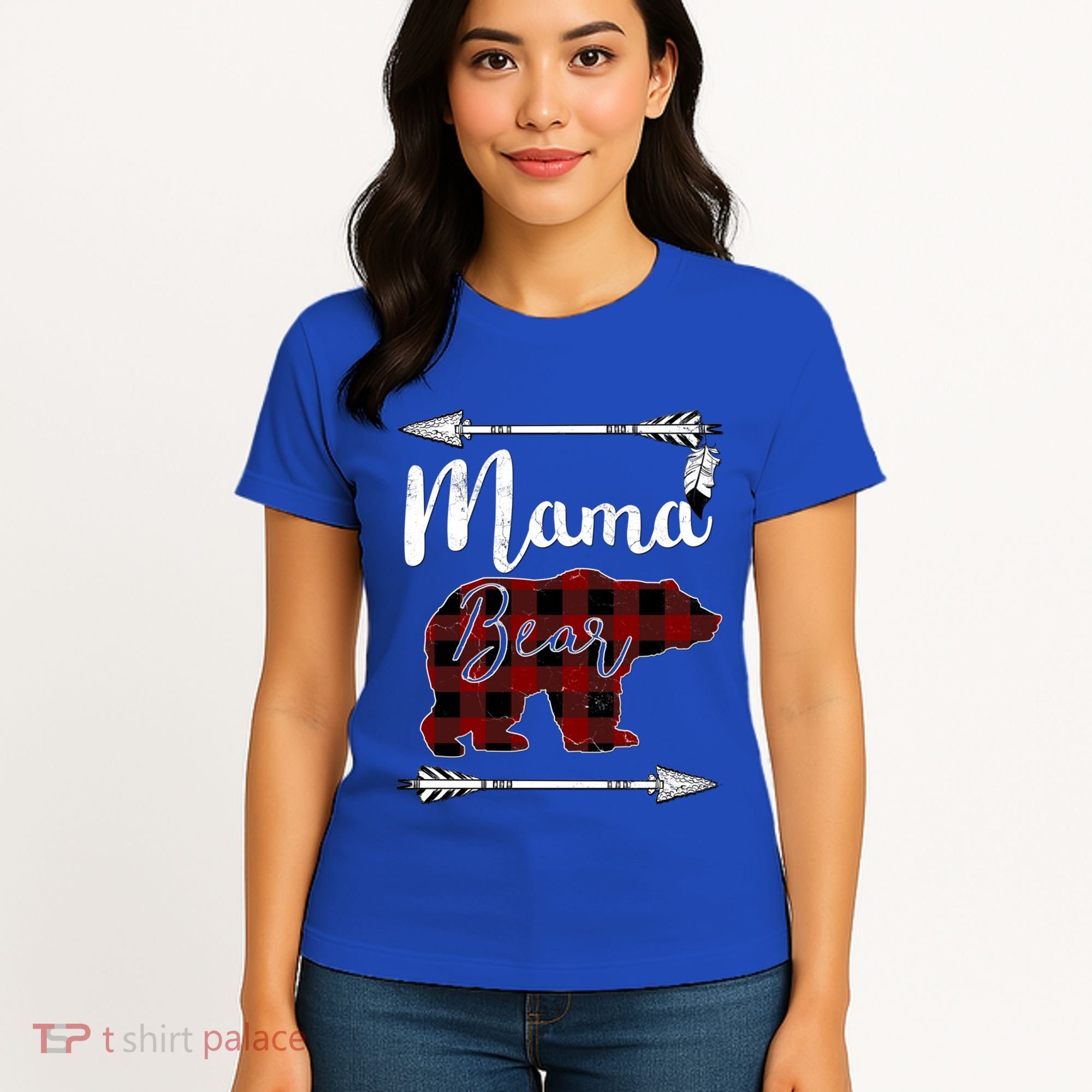 Mama Bear MotherS Day Mom Buffalo Plaid Gift Women's T-Shirt