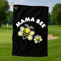 Mama Bee Mother's Day Cute Kawaii Bee Drawing Gift Golf Towel thumb 1