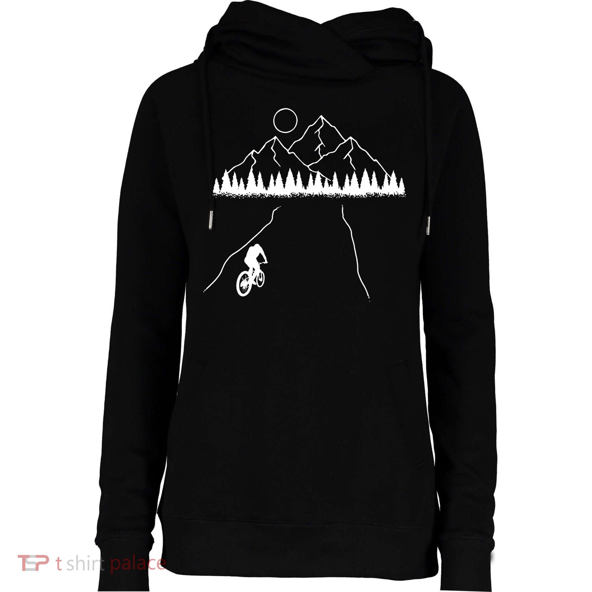 Mountain Biking MTB Cycling Bicycle Bike Cyclist Biker Gift Womens Funnel Neck Pullover Hood