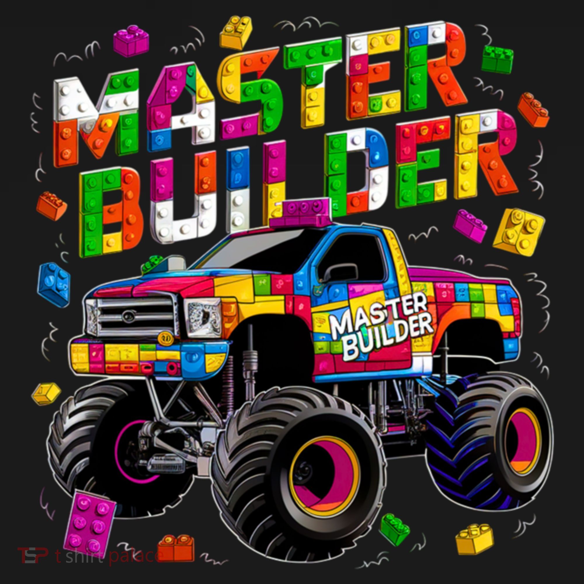 Master Builder Monster Truck Building Blocks Brick Gift Bucket Hat