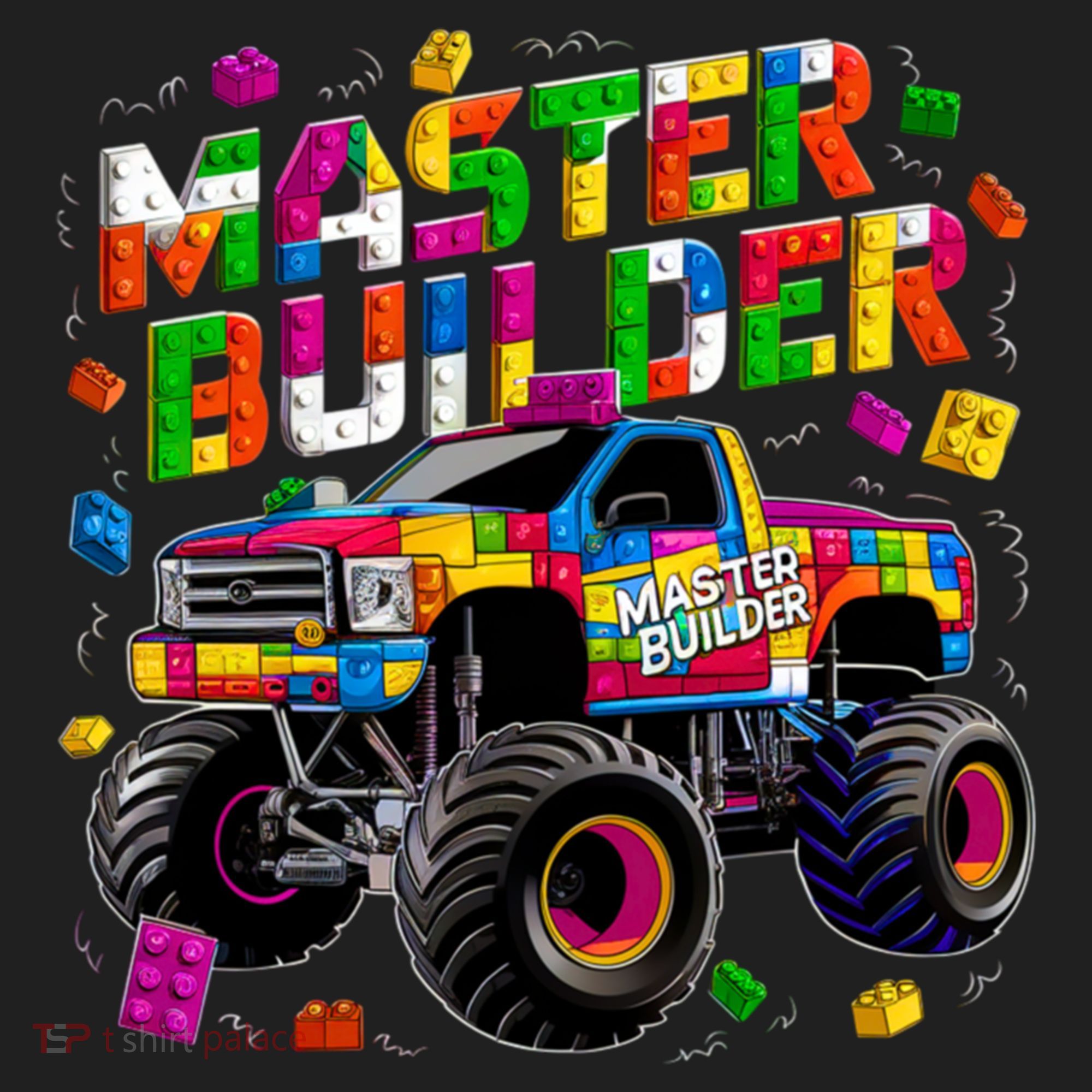 Master Builder Monster Truck Building Blocks Brick Gift Hat