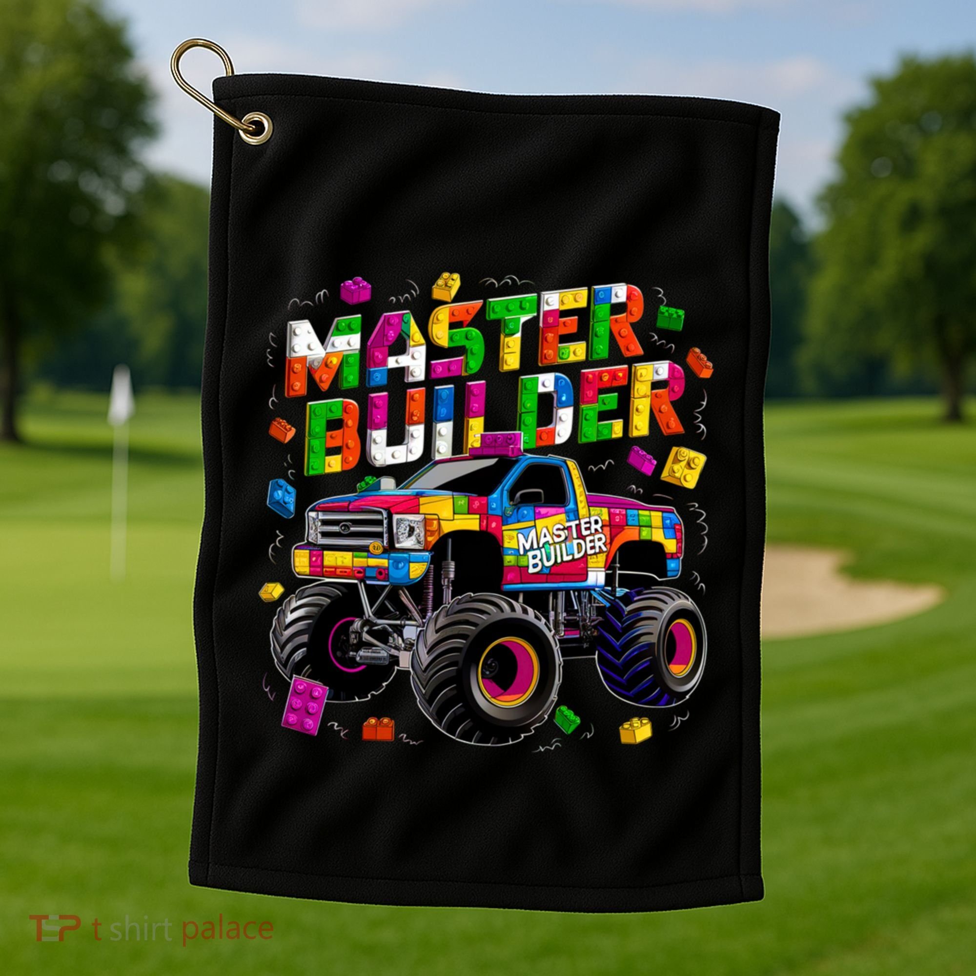 Master Builder Monster Truck Building Blocks Brick Gift Golf Towel