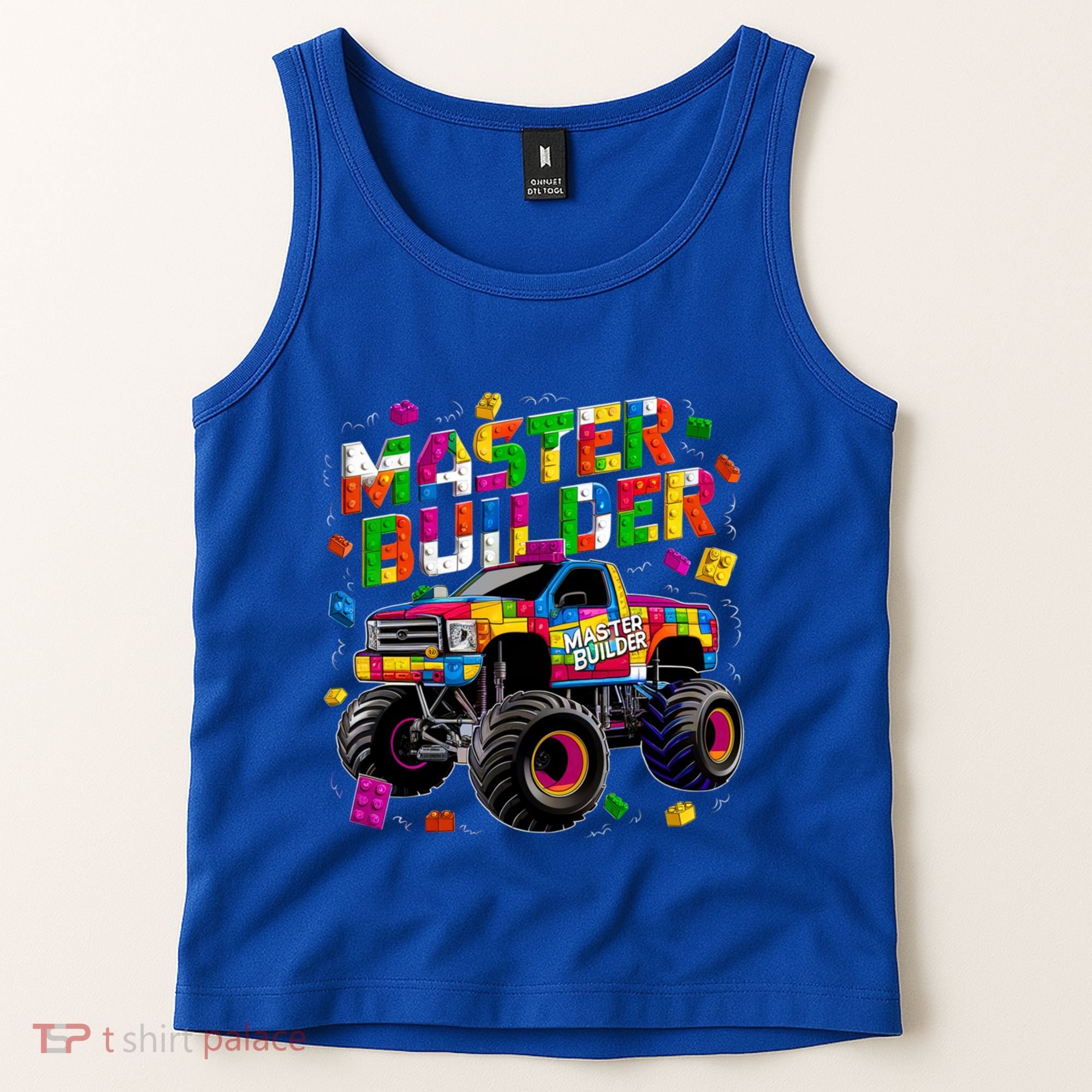 Master Builder Monster Truck Building Blocks Brick Gift Tank Top