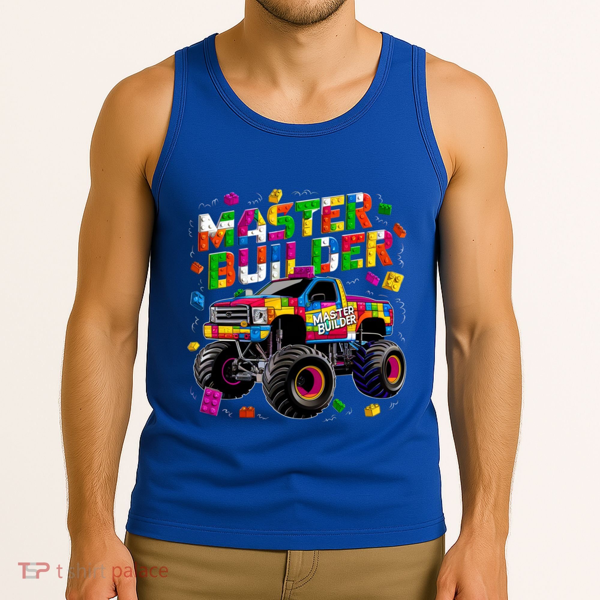 Master Builder Monster Truck Building Blocks Brick Gift Tank Top
