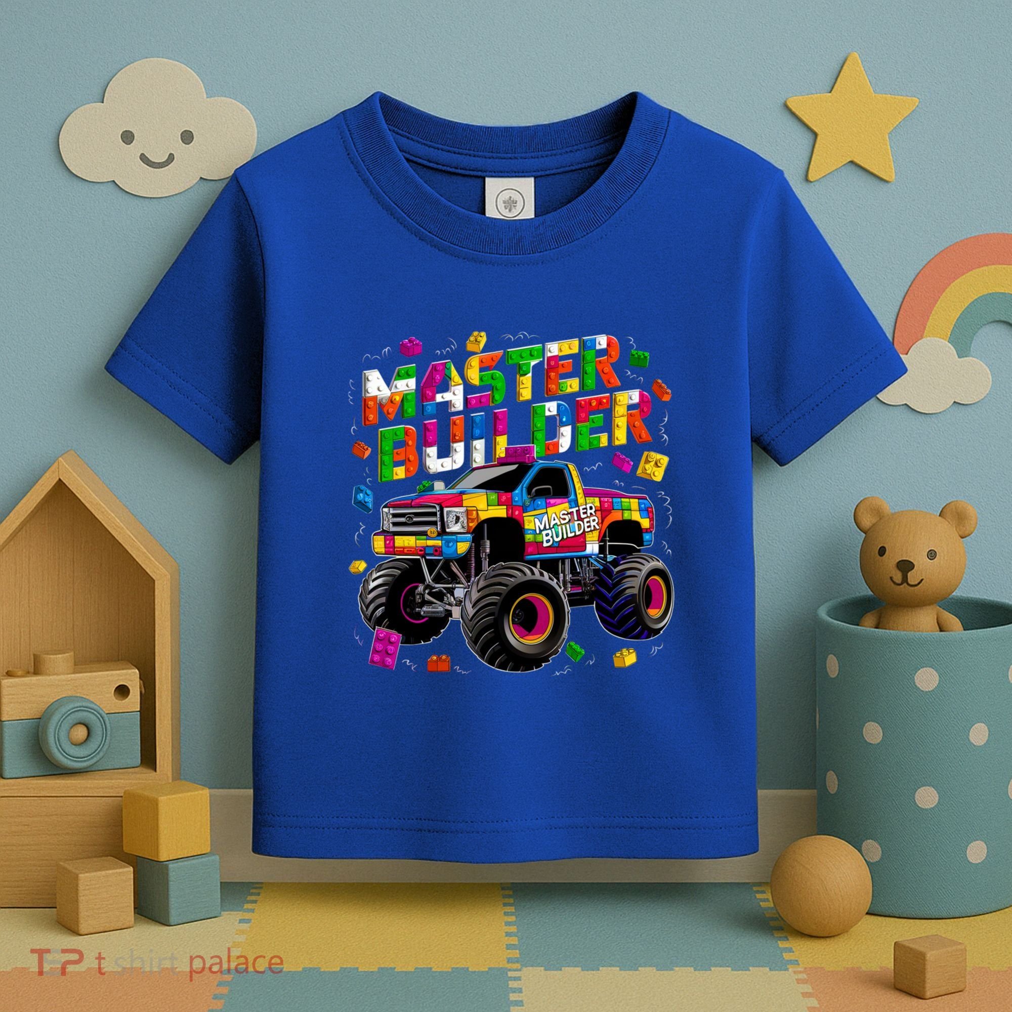 Master Builder Monster Truck Building Blocks Brick Gift Toddler T-Shirt