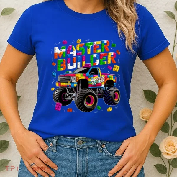 Master Builder Monster Truck Building Blocks Brick Gift Women's T-Shirt
