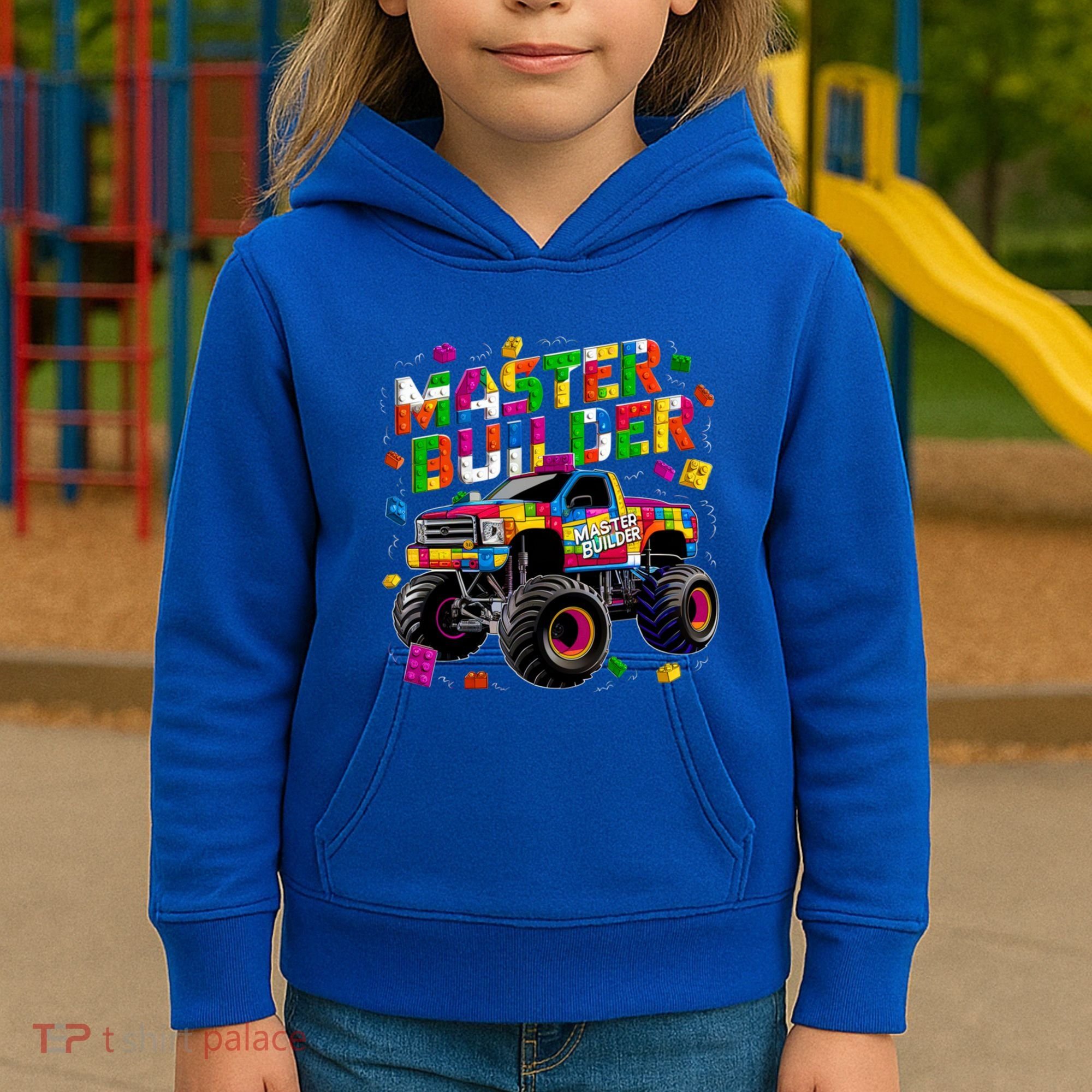 Master Builder Monster Truck Building Blocks Brick Gift Kids Hoodie