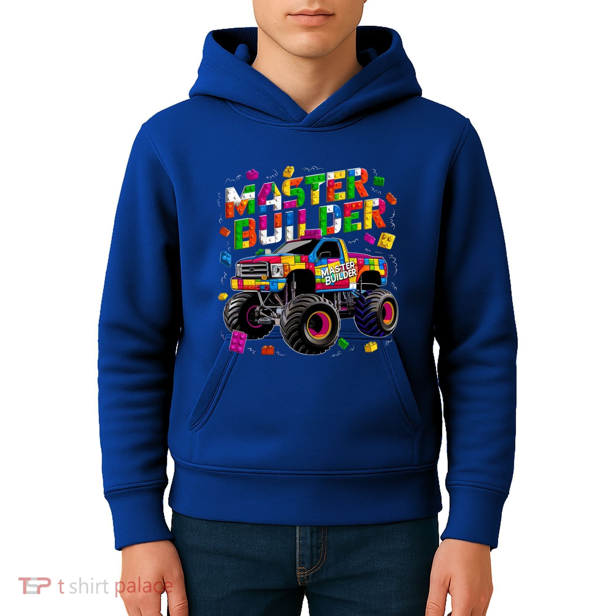 Master Builder Monster Truck Building Blocks Brick Gift Kids Hoodie