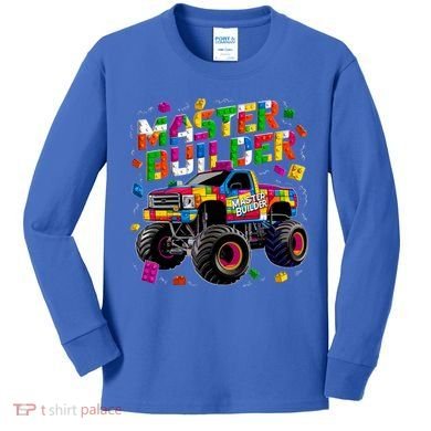 Master Builder Monster Truck Building Blocks Brick Gift Kids Long Sleeve Shirt