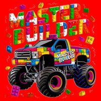 Master Builder Monster Truck Building Blocks Brick Gift Santa Hat thumb 1