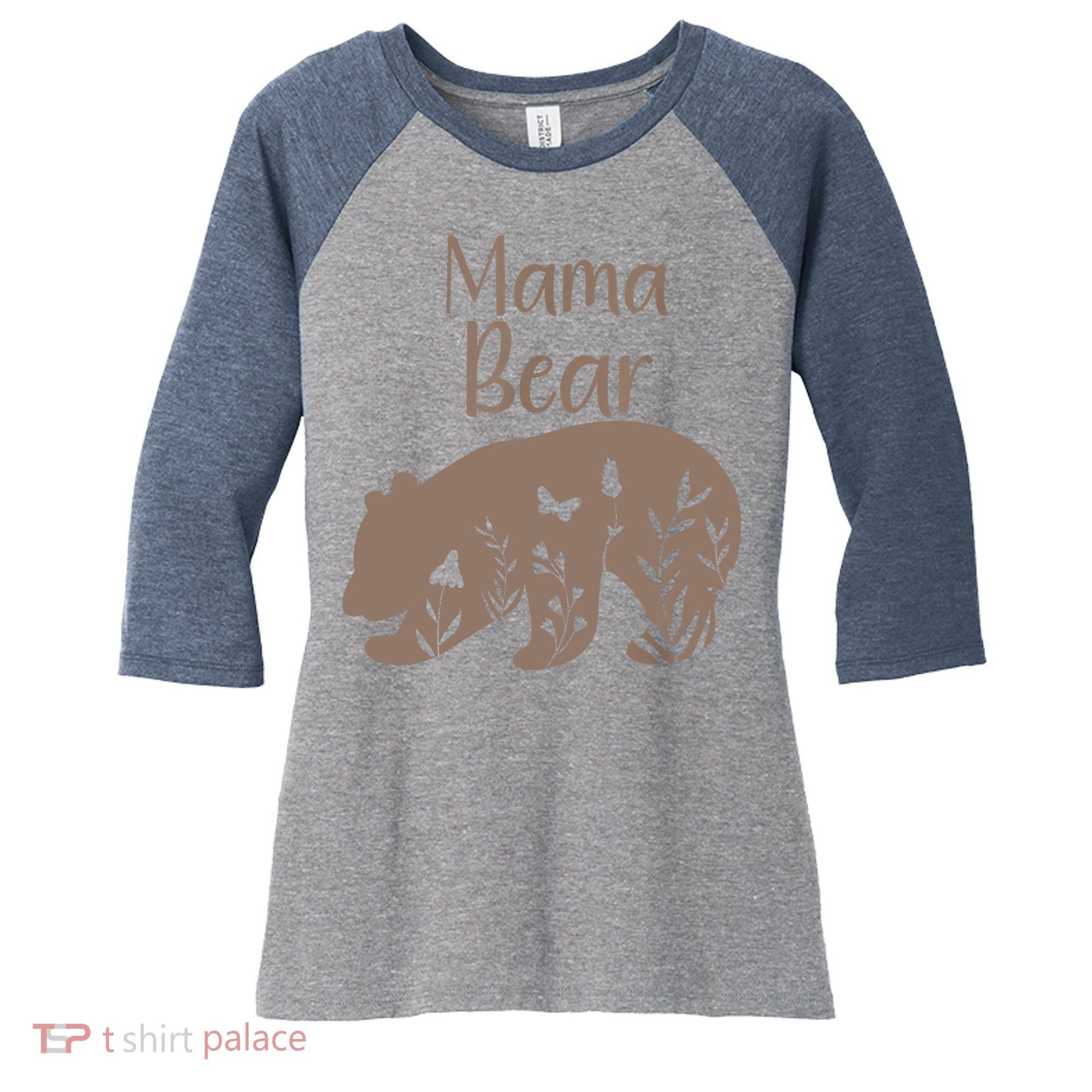 Mama Bear Women's Tri-Blend 3/4-Sleeve Raglan Shirt