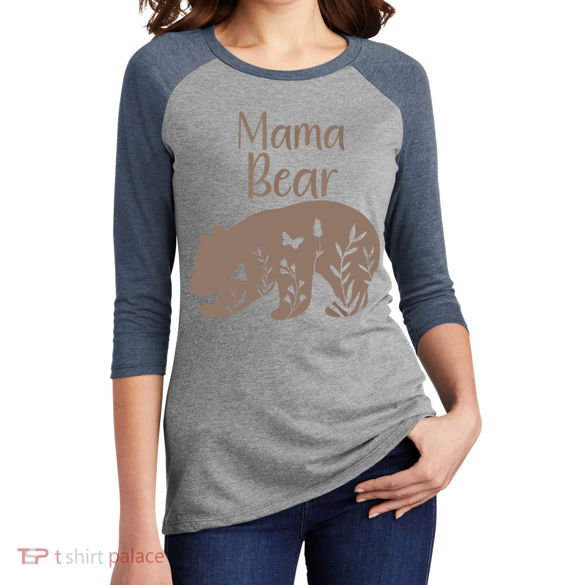 Mama Bear Women's Tri-Blend 3/4-Sleeve Raglan Shirt