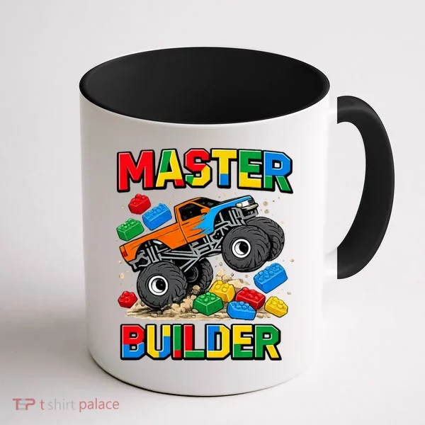 Master Builder Monster Truck Blocks Building Brick Coffee Mug